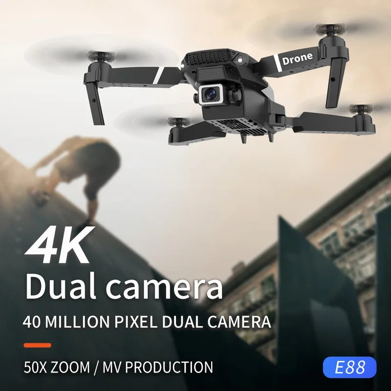 Dron plegable inteligente E88  - Drone Camera Lens reseña y precio